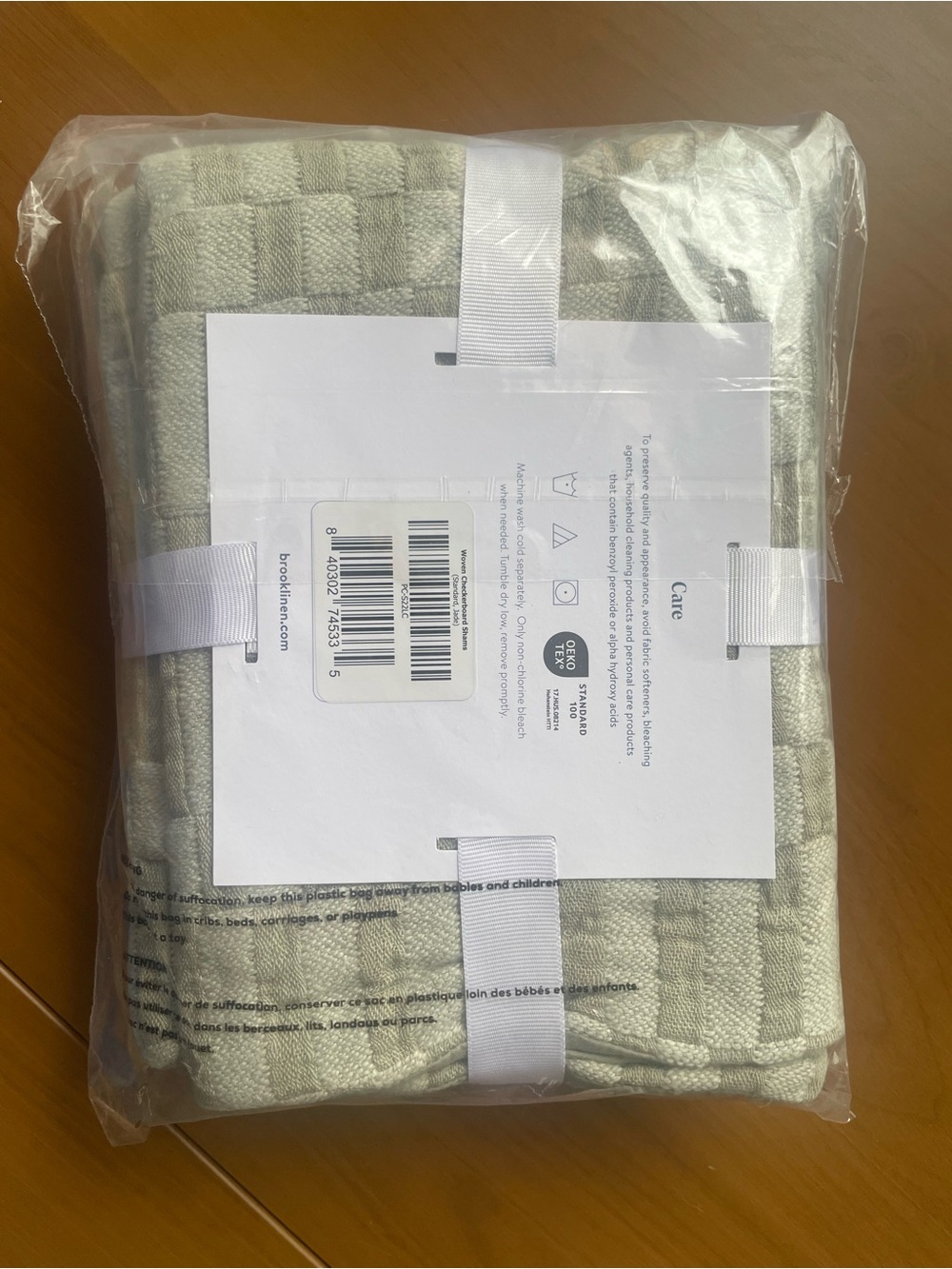 Brooklinen Woven Checkerboard Sham Set in Jade in Standard Size